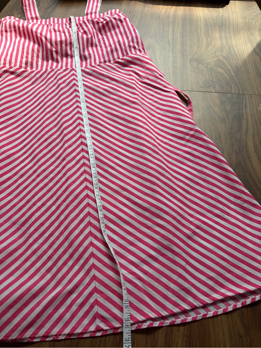 Vintage Hot Pink & White Candy Striped Knee-Length Cotton Dress - Picture 9 of 9